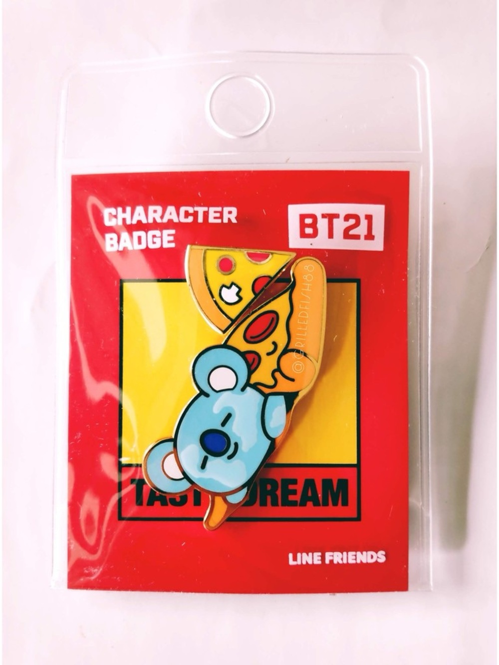 BT21 LINE FRIENDS - Koya & Kooky Pink Burger and Pizza Enamel Character Badges